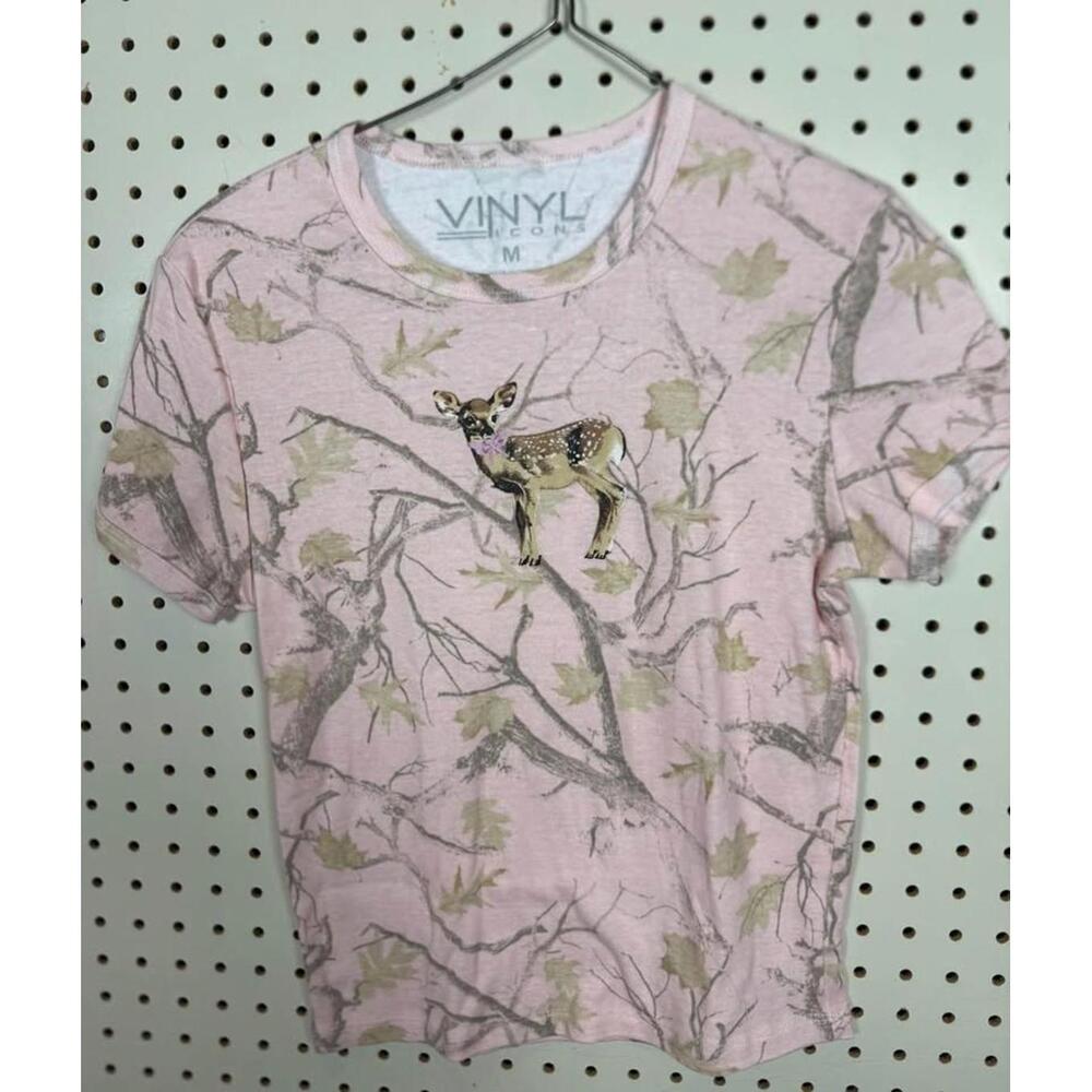Adorable Pink Camo Fawn T-shirt Size M